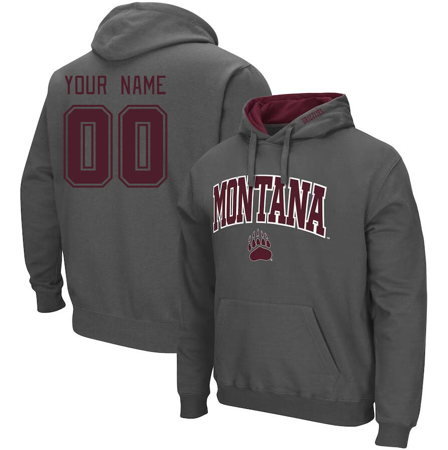 Custom Montana Grizzlies Name And Number College Hoodie-Gray
